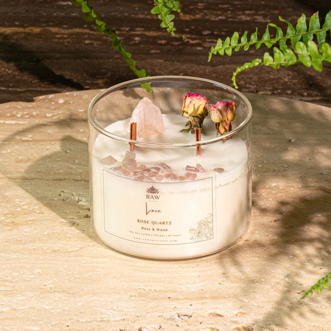 Rose Quartz Aromatherapy Crystal Candle for Love & Relationships Yiwu Yi Sheng Nathan Wu