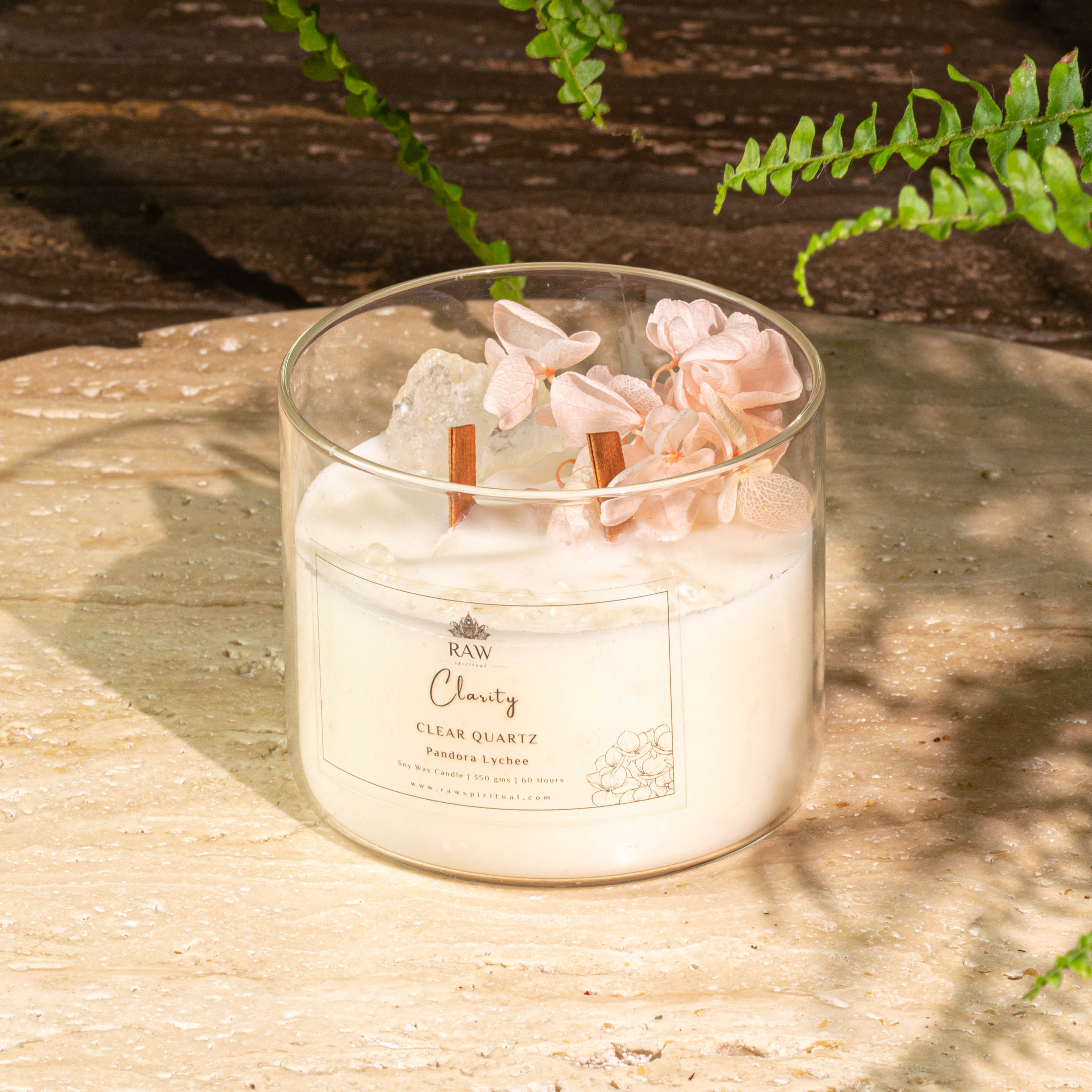 Clear Quartz (Sphatik)  Aromatherapy Crystal Candle for Clarity & Manifestation