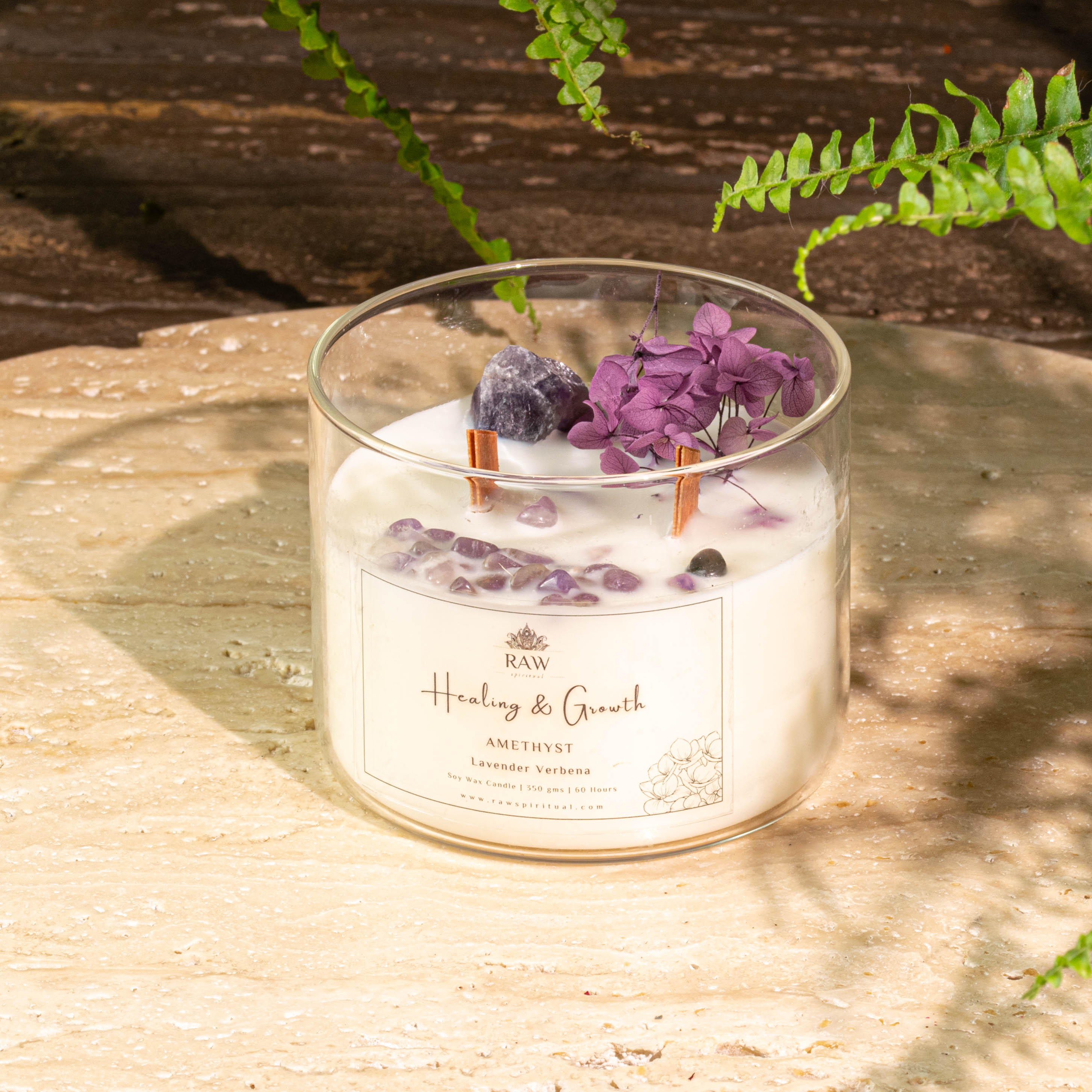 Amethyst Aromatherapy Crystal Candle for Healing & Growth
