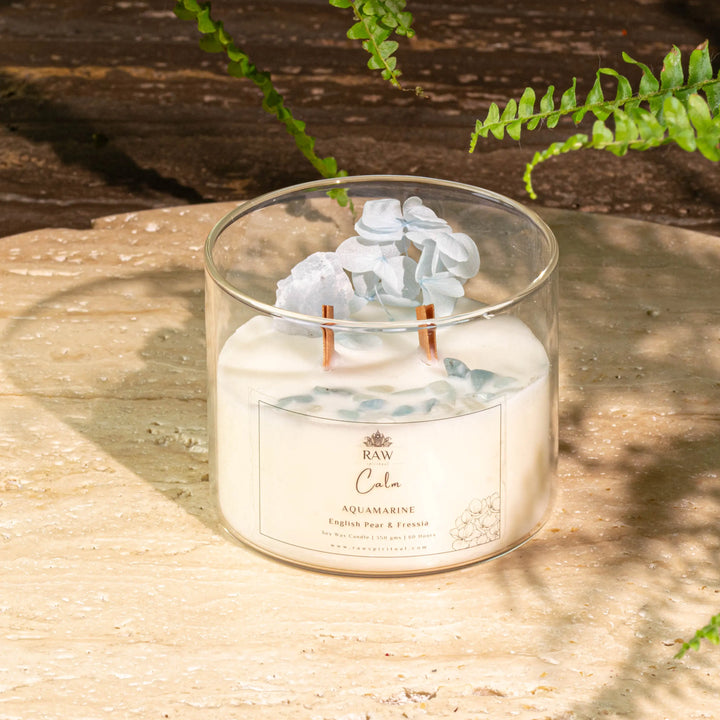 Aquamarine Aromatherapy Crystal Candle for Calm & Inner Peace Yiwu Yi Sheng Nathan Wu