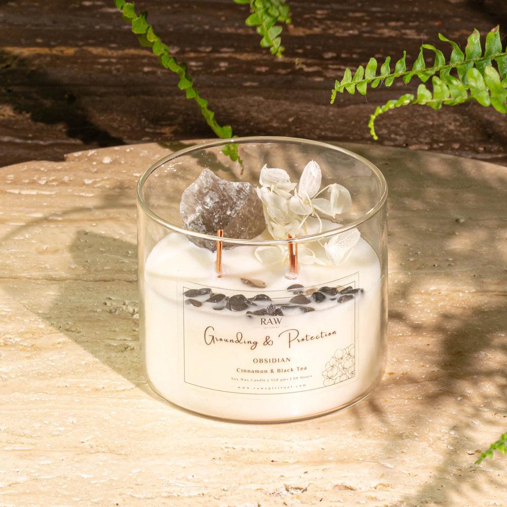 Obsidian Aromatherapy Crystal Candle for Grounding & Protection Yiwu Yi Sheng Nathan Wu