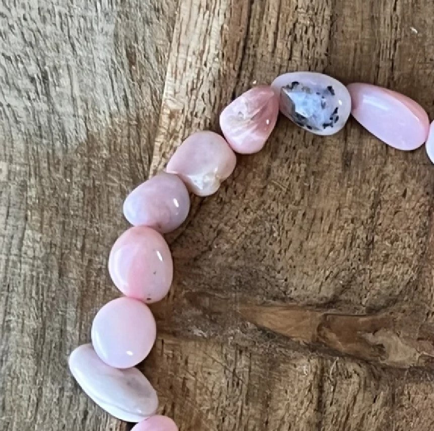 Pink Opal Tumbled Bracelet for Empathy & Freedom