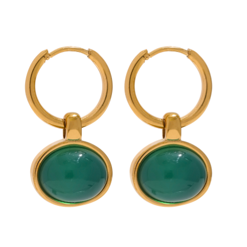 Green Agate (Aqeek) Earrings for Growth & Prosperity