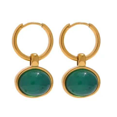Green Agate (Aqeek) Earrings for Growth & Prosperity Yiwu Jinyou VIMI
