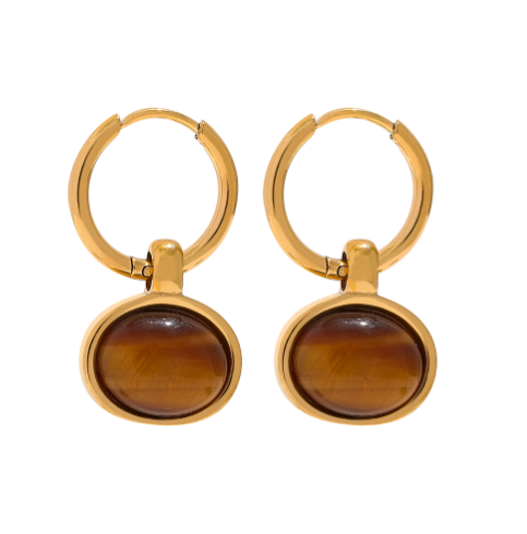 Tiger Eye Earrings for Protection & Confidence