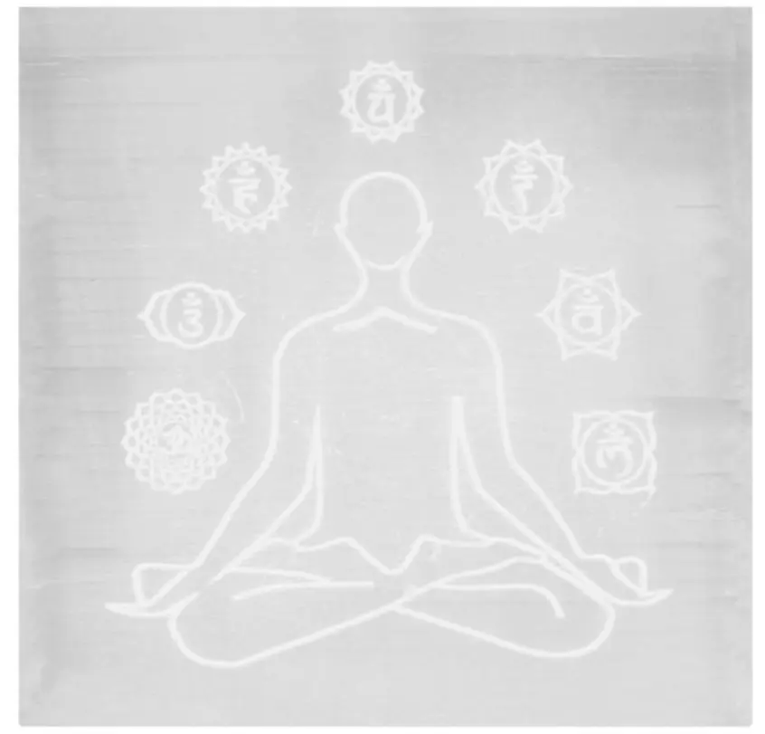 Selenite Charging Square Plate with Chakra Pattern  by Raw Spiritual