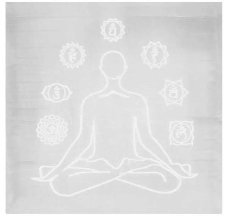 Selenite Charging Square Plate with Chakra Pattern  by Raw Spiritual