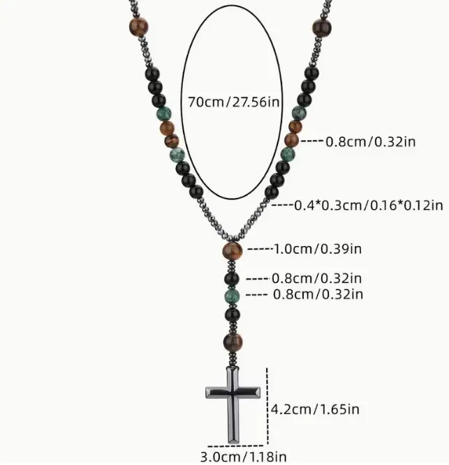 African Turquoise, Tiger Eye, Hematite, Agate Rosary for Protection & Growth  by Raw Spiritual