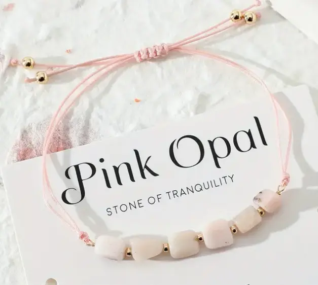 Pink Opal Tumbled Bracelet for Empathy & Transquility  by Raw Spiritual