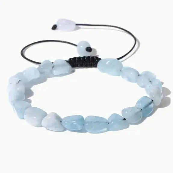 Aquamarine Tumbled Stone Bracelet for Courage & Communication  by Raw Spiritual
