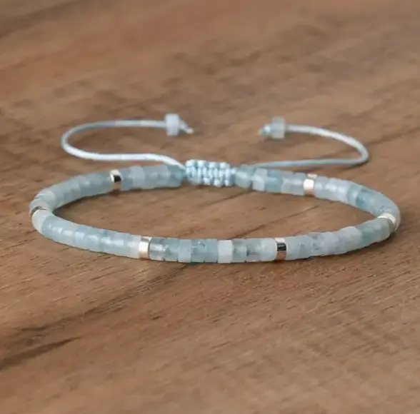 Aquamarine Braided Bracelet for Self Expression  by Raw Spiritual