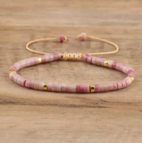 Rhodochrosite Braided Bracelet for Joy & Love  by Raw Spiritual