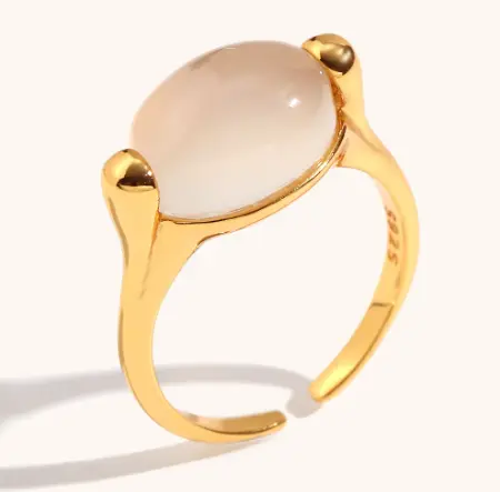 Rose White Agate S925 Ring for Prosperity  by Raw Spiritual