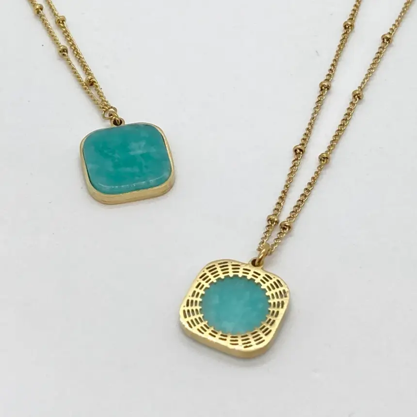 Amazonite Earrings - Necklace Set  by Raw Spiritual