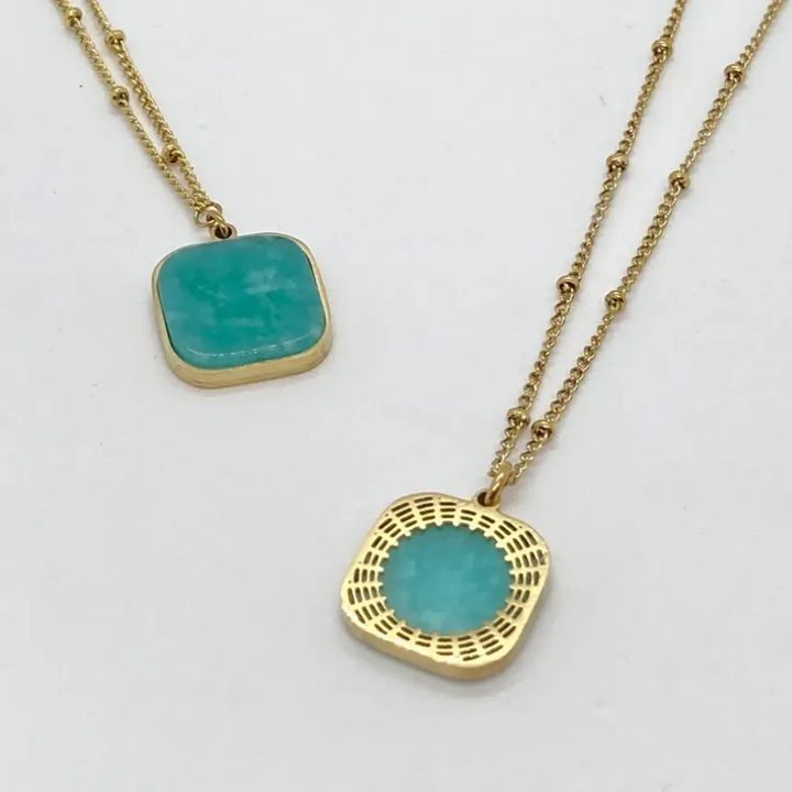 Amazonite Earrings - Necklace Set  by Raw Spiritual