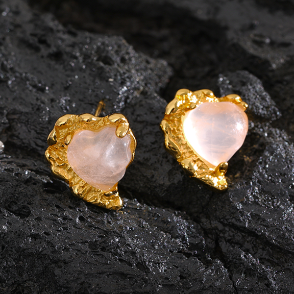 Rose Quartz S925 Silver Earrings for Love & Relationships