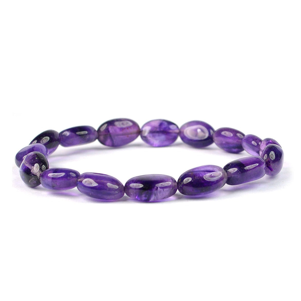 Amethyst Tumbled Oval Bead Bracelet for Healing & Spiritual Awareness