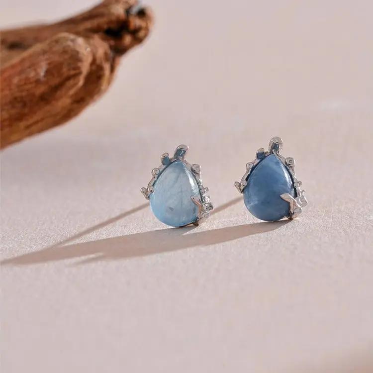 Amethyst / Aquamarine Earrings in S925 Silver  by Raw Spiritual