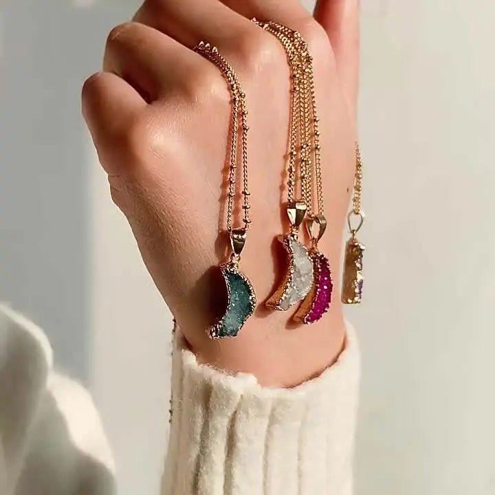 Blue Druzy Pendant in Golden S925 Chain Yiwu Shanmei Jane