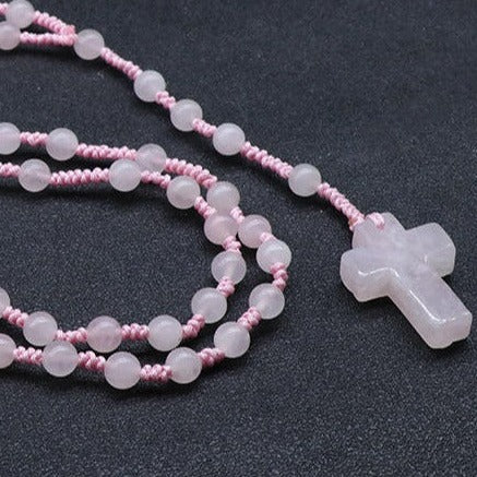 Rose Quartz Christian Rosary for Self Love & Forgiveness