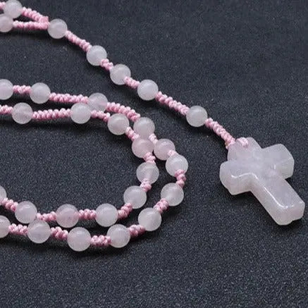 Rose Quartz Christian Rosary for Self Love & Forgiveness Yiwu Shanmei Jane