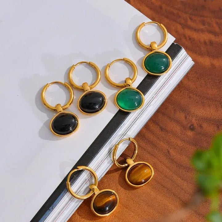 Green Agate (Aqeek) Earrings for Growth & Prosperity Yiwu Jinyou VIMI