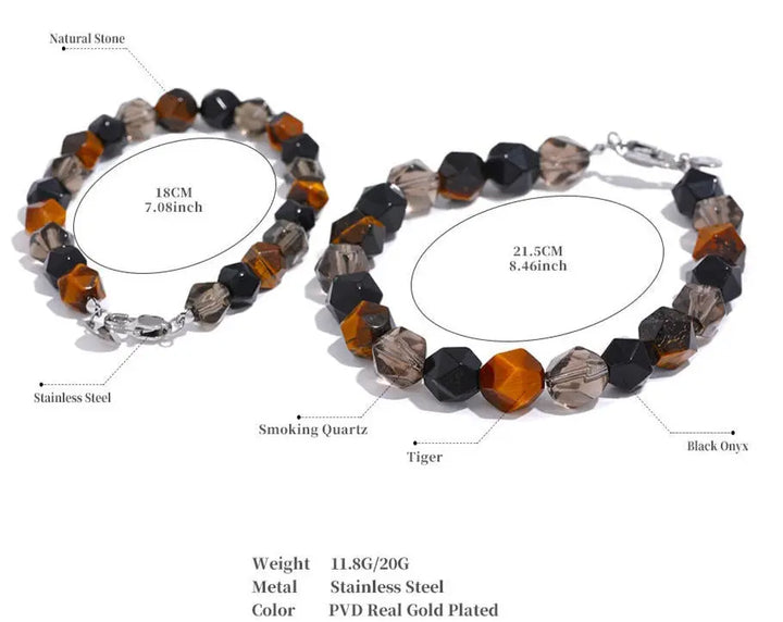 Smoky Quartz, Onyx & Tiger Eye Bracelet for Protection, Courage & Calmness Yiwu Jinyou VIMI