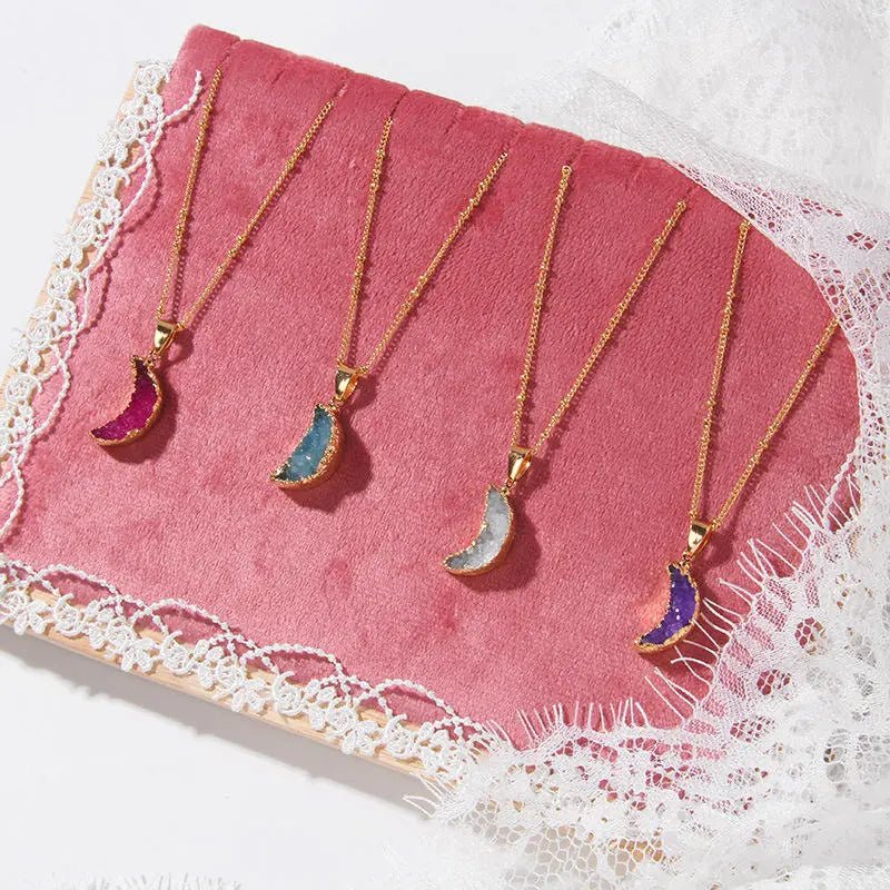 Blue Druzy Pendant in Golden S925 Chain Yiwu Shanmei Jane