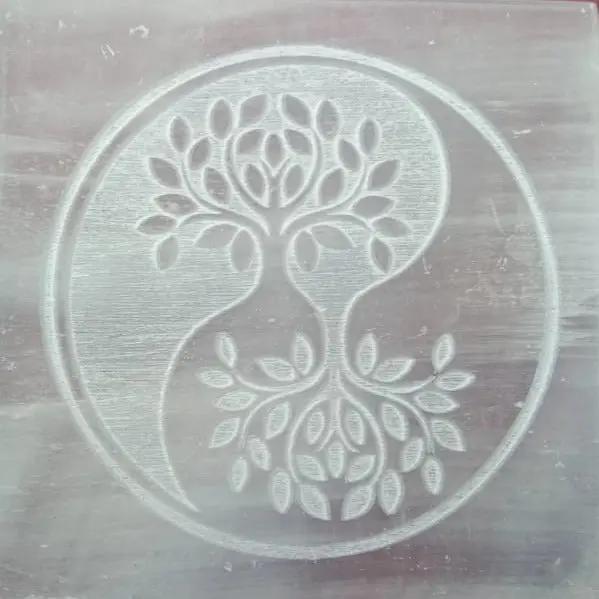 Selenite Charging Square Plate Tree of Life  by Raw Spiritual