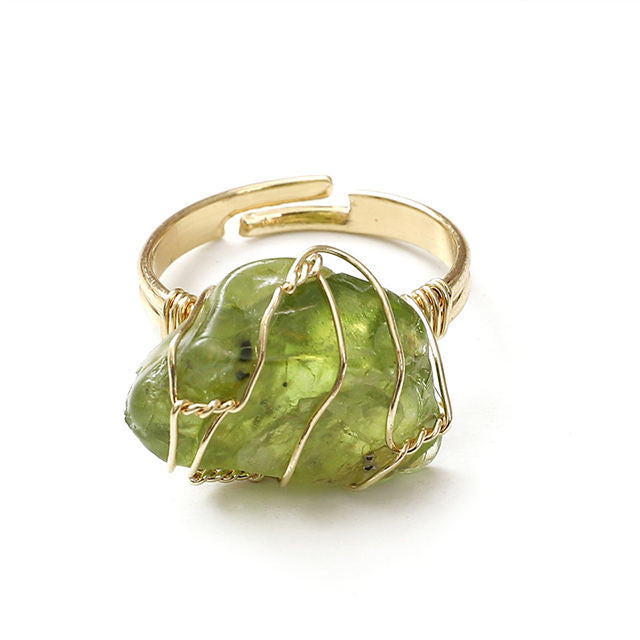 Peridot Ring Wire wrapped for Calm & Love