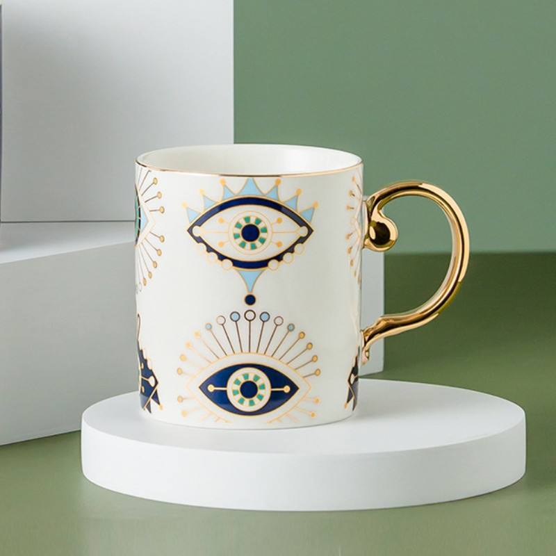 Turkish Evil Eye “Nazar” White Coffee Mug for Protection