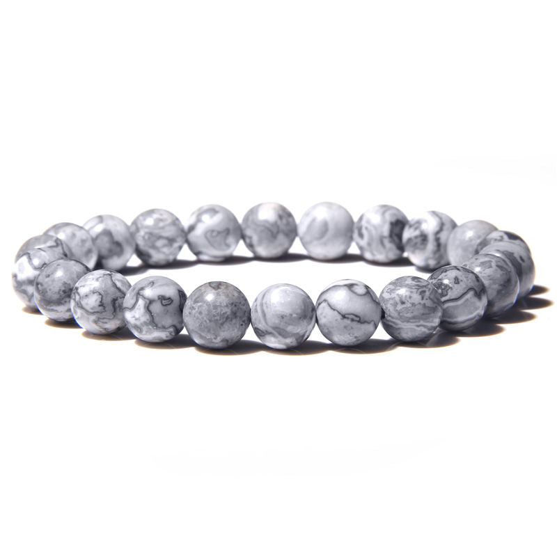 Grey Jasper (Map Stone) Bracelet for Stress Relief & Protection