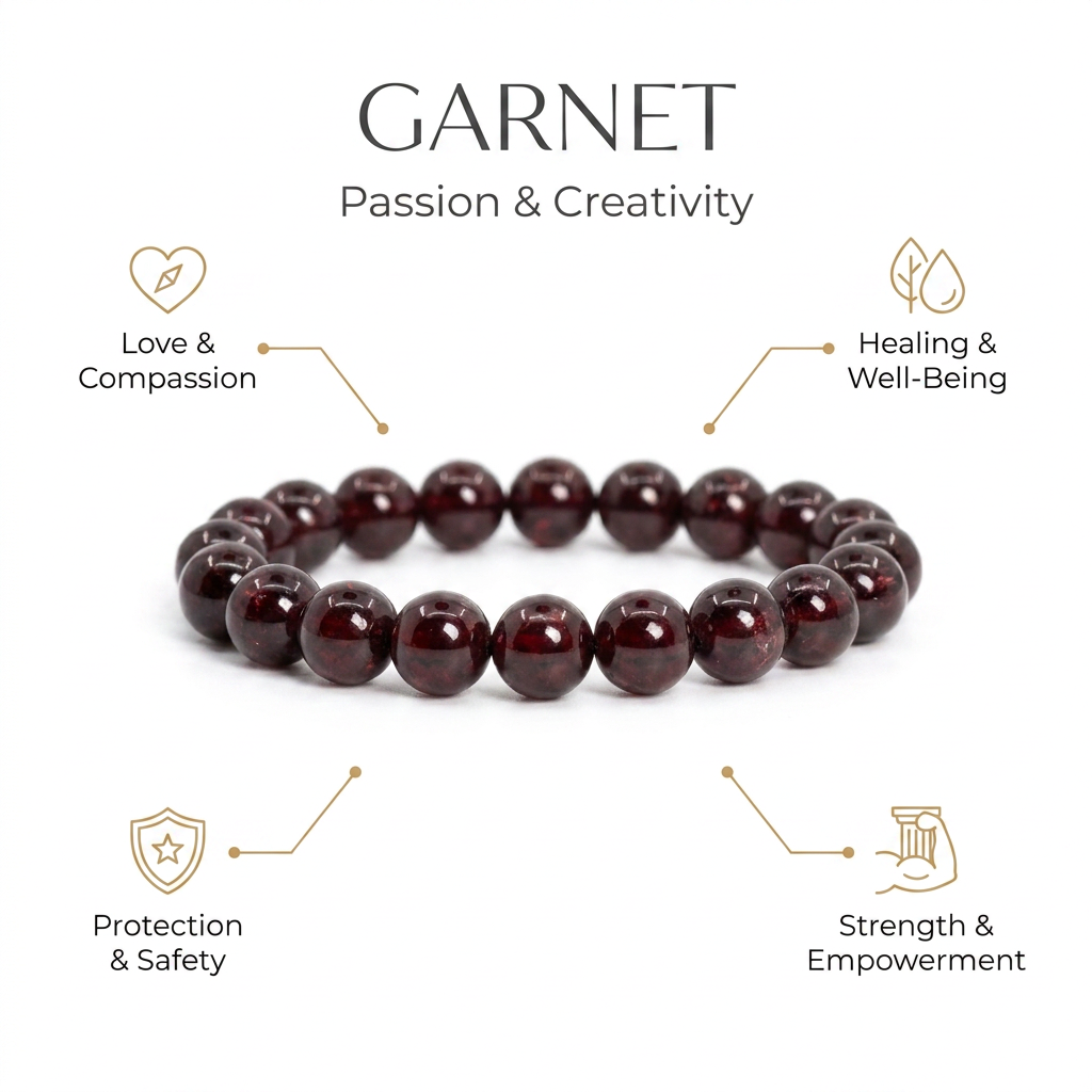 Garnet Bracelet for Passion and creativity - Infographic