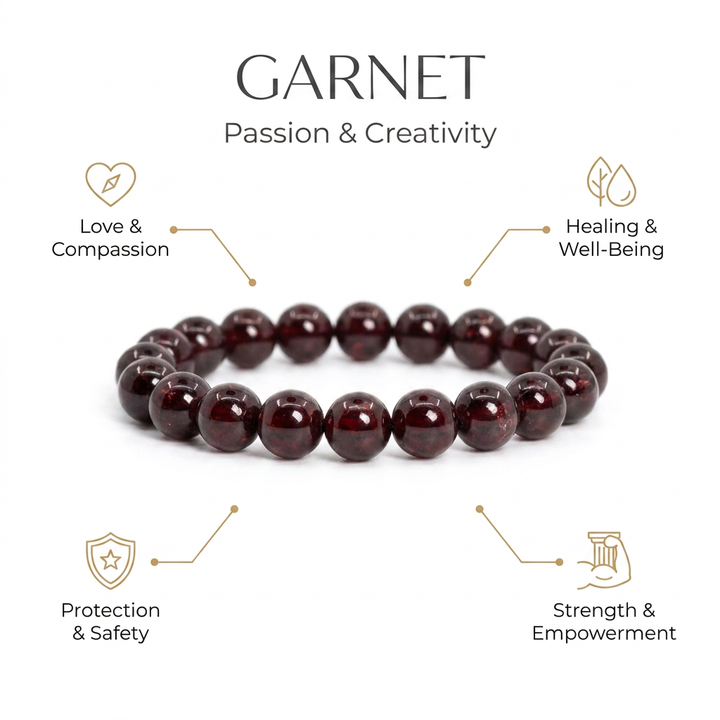 Garnet Bracelet for Passion and creativity - Infographic
