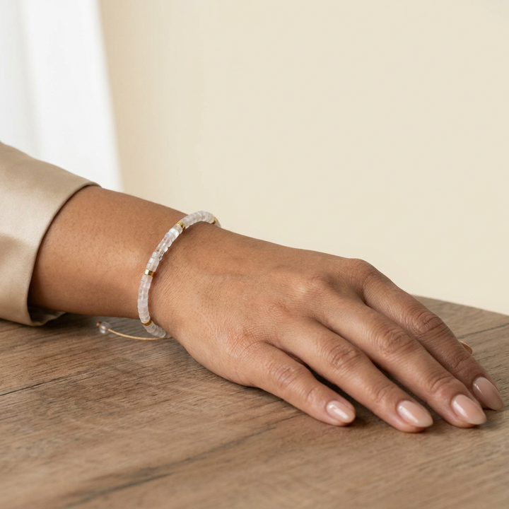 Clear Quartz (Sphatik) Braided Bracelet for Clarity - Lifestyle Female