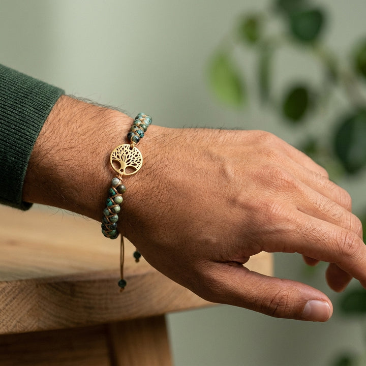 African Turquoise Bracelet with Tree of Life for  Healing & Spiritual Growth - Lifestyle Male