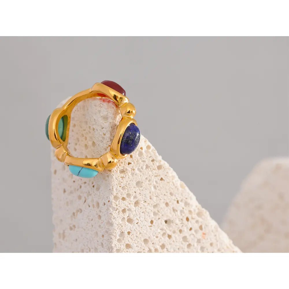 Turquoise, Jade, Agate & Lapis Lazuli Ring Yiwu Landy Jewelry Summer WU