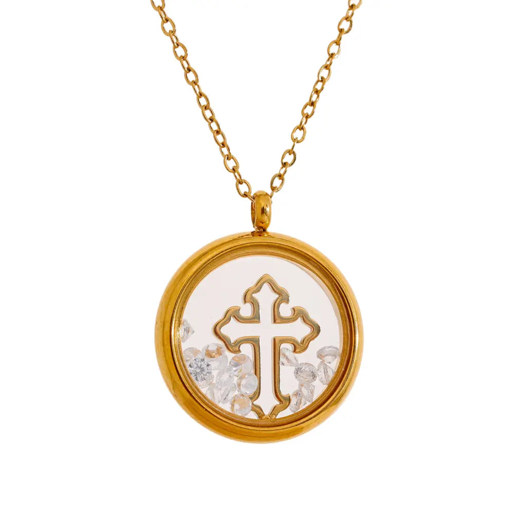Cross Pendant with Zircon Necklace Yiwu Jinyou VIMI