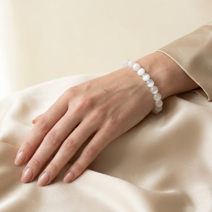 Selenite Bracelet for Purification & Meditation - Lifestyle Female