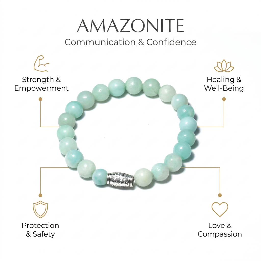 Amazonite Bracelet for Communication & confidence - Infographic