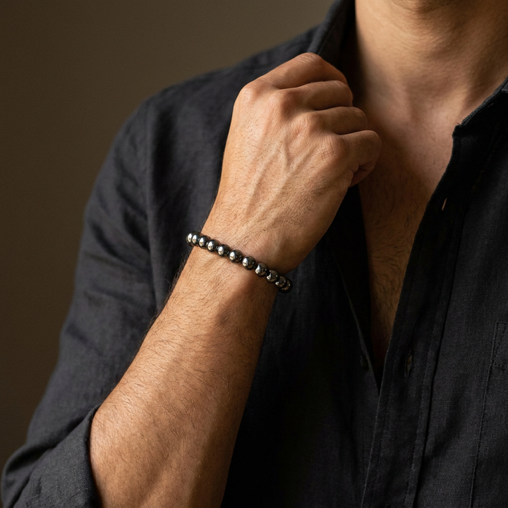Hematite bracelet for Protection & Grounding - Lifestyle Male