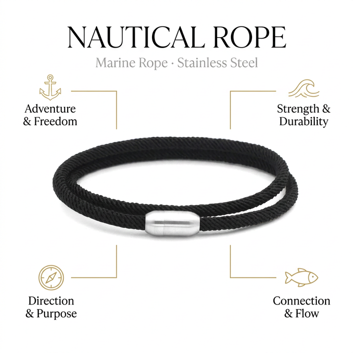 Nautical Rope Bracelet with Magnetic Clasp - Infographic