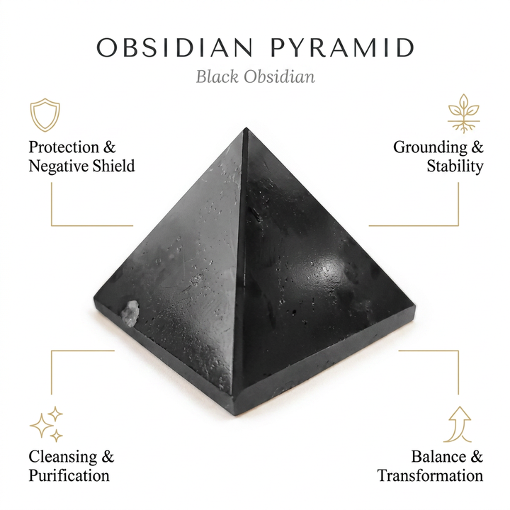 Black obsidian Pyramid for Protection - Infographic