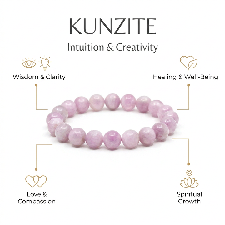Kunzite Bracelet for Enhancing Intuition & Creative Thinking - Infographic