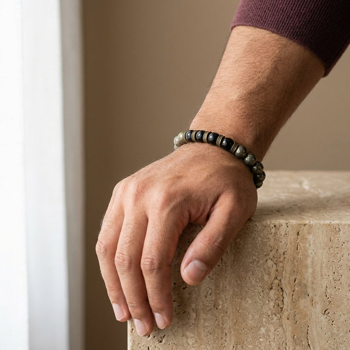 Pyrite Black Tourmaline for wealth, prosperity & prevent negativity - Lifestyle Male