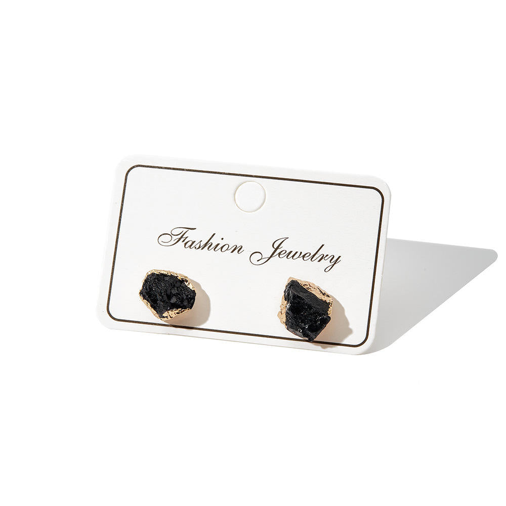 Black Tourmaline Earrings in Stainless Steel for Protection & Purification
