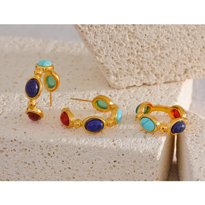 Turquoise, Jade, Agate & Lapis Lazuli Earrings Yiwu Landy Jewelry Summer WU