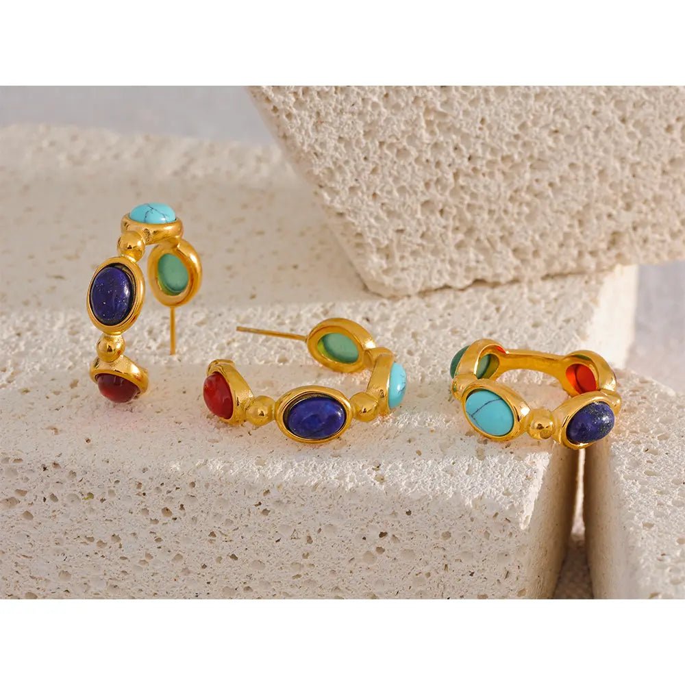 Turquoise, Jade, Agate & Lapis Lazuli Ring Yiwu Landy Jewelry Summer WU