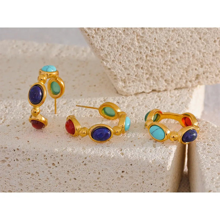 Turquoise, Jade, Agate & Lapis Lazuli Ring Yiwu Landy Jewelry Summer WU