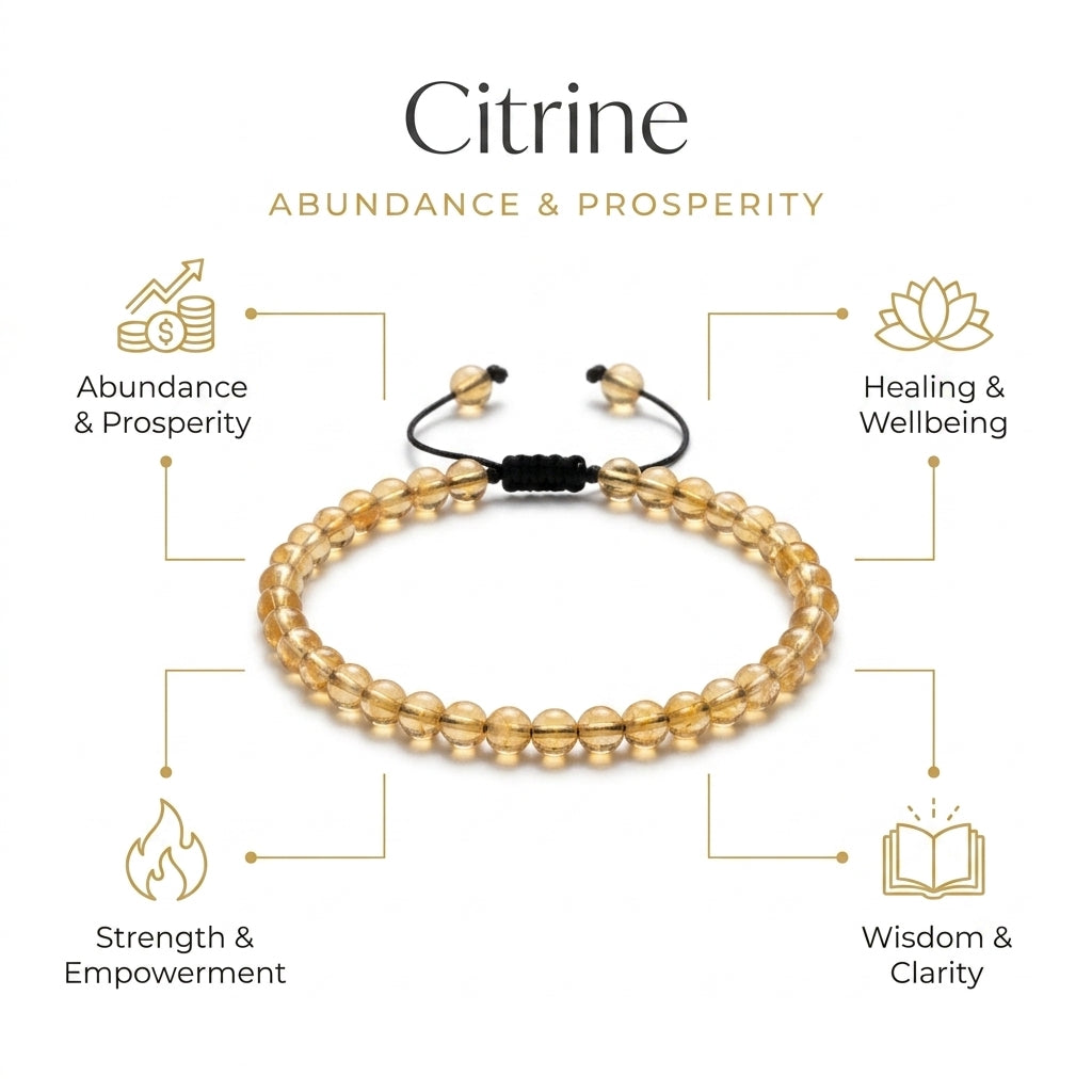 Citrine Thread Bracelet for Wealth - Infographic